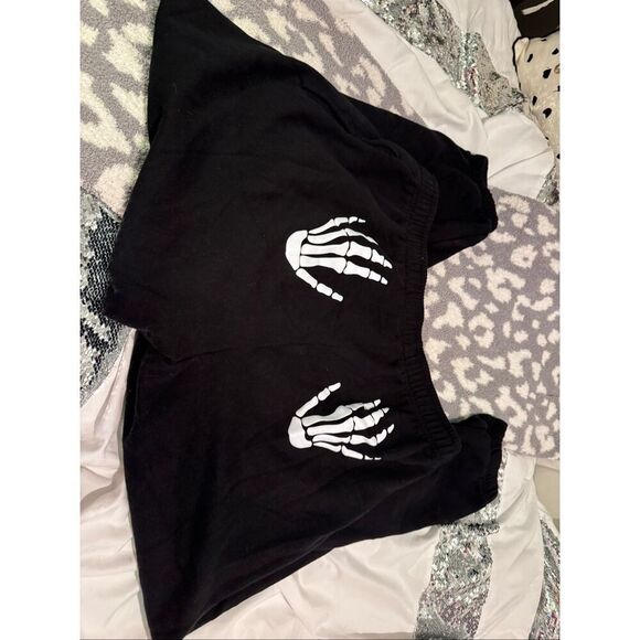 VS pink halloween 24 white skeleton hands sweatpants black campus joggers XL plu - Picture 7 of 8